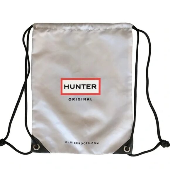 Hunter Original Gray Silver Drawstring Backpack Gym Travel Tote Logo Bag - Picture 1 of 7